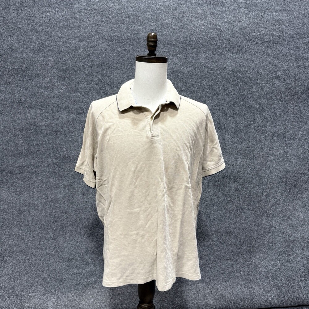 Tommy Hilfiger Mens XXL Polo Shirt Beige Tan Short Sleeve Classic Casual